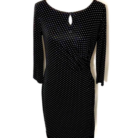 Talbots Dresses & Skirts - Talbots Black Faux Wrap Polka Dot Career Dress